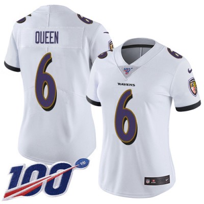 Nike Baltimore Ravens #6 Patrick Queen White Women's Stitched NFL 100th Season Vapor Untouchable Limited Jersey
